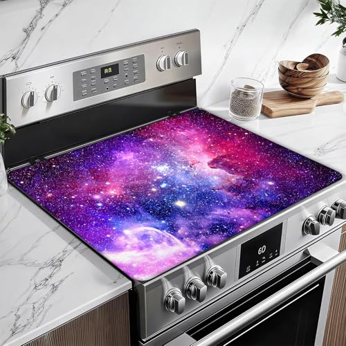 Image of Purple Galaxy Space Stove Top Covers for Electric Stove, Electric Gas Stove Pad Heat Resistant Range Cooktop Protector for Home Decor Kitchen 28 inchx20 inch