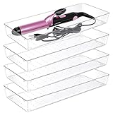 Manalete 4 Pack 15'x6' Extra Large Clear Plastic Drawer Organizer Trays, Multi-Purpose Storage Bins for Vanity, Makeup, Kitchen Utensils, Bathroom, Office Desk, Auto Tools & Craft Supplies