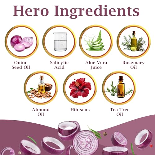 Image of Follikesh Red Onion Hair Shampoo with Conditioner for Women & Men | Anti-Hairfall & Anti-Dandruff | With Curry Leaves, Red Onion Oil, Rosemary Oil & Aloe Vera | Paraben & Sulphate Free - 200ml