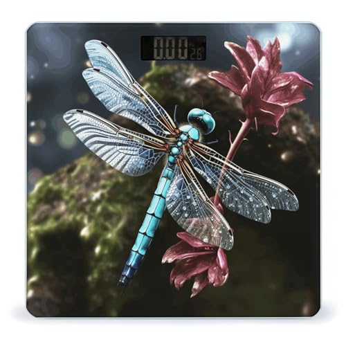 Báscula Digital de Baño Blue Dragonfly de Cristal Templado miniatura 1