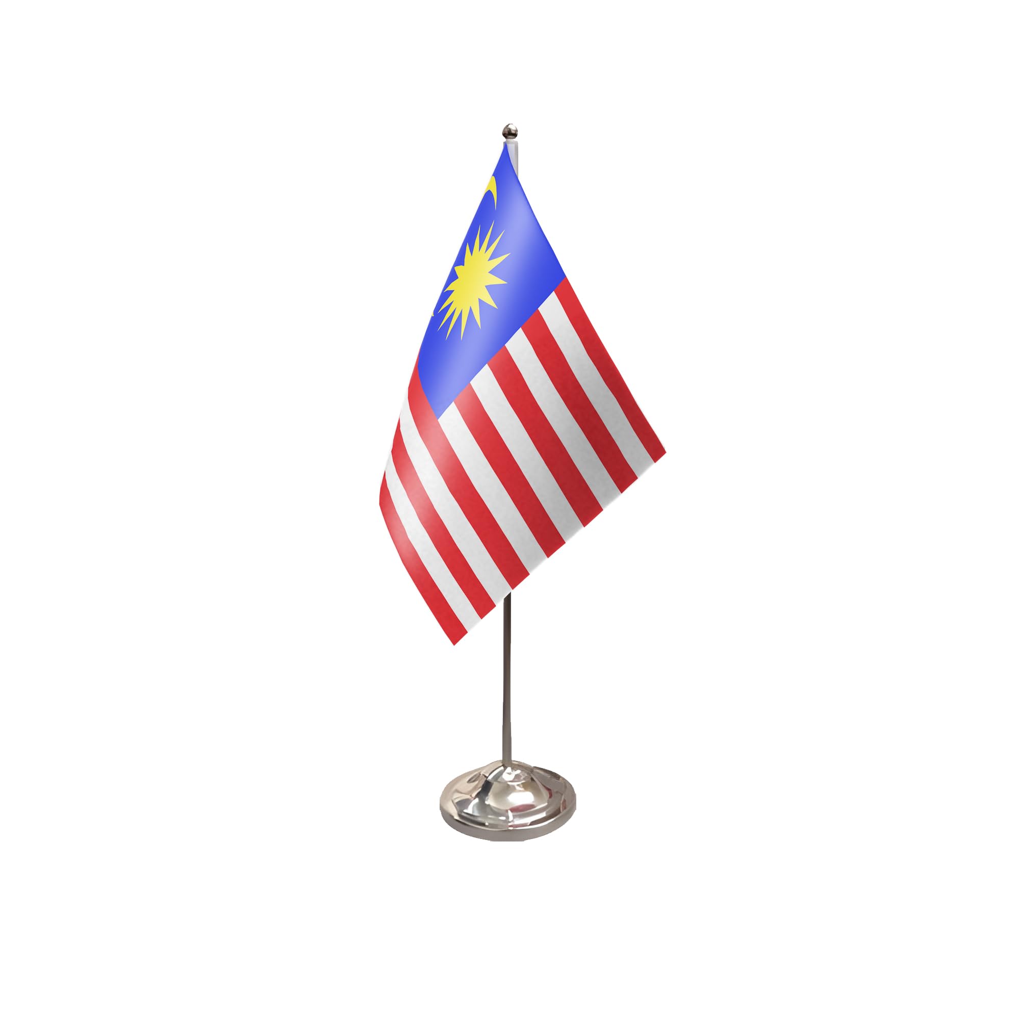 Flagtex Malaysia Satin Table Flag With Chrome Pole & Base