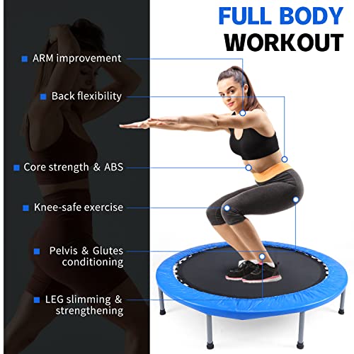 SILVER VALLEY 48'' Premium Fitness Trampoline Aerobic Exercise Folding Rebounder Rebounder with PVC Protective Cover, Exercise Bouncer for Kids Adults Indoor/Outdoor, Up to 125 KG (Blue) - Image 4