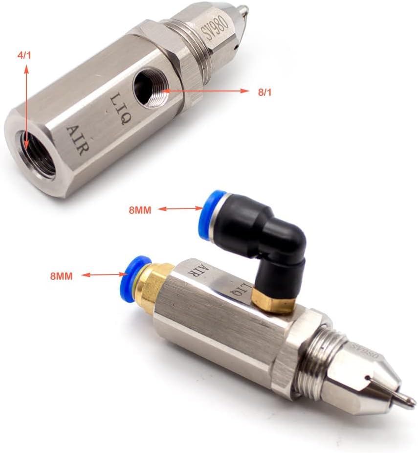304 Stainless Steel Ultrasonic Atomization Nozzle Air Atomizer Spray Nozzle Dry Fog Mist Air Atomizing Nozzle (30 Degree)