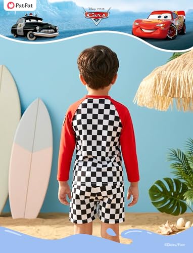 Image of Disney Marvel Spiderman Swimsuit Rash Guard Shirt & Swim Trunks Stitch Boys Swim Set UPF 50+ Summer Kids Bathing Suit 3M-13T