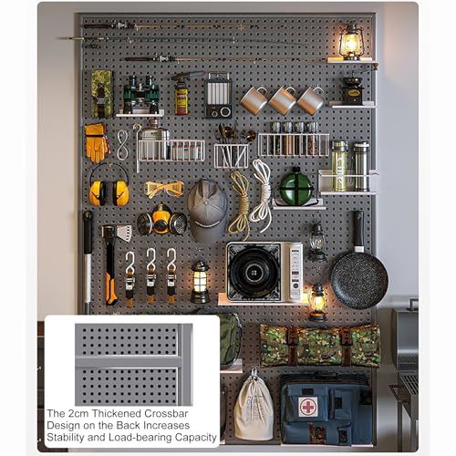 Genérico Panel Perforado para Herramientas, Estante de Pared para Garaje, Almacenamiento de Brocas, Juego de Llaves, Soportes, Paneles Perforados, Organizador de Tablero Perforado de Metal, Kit de ta