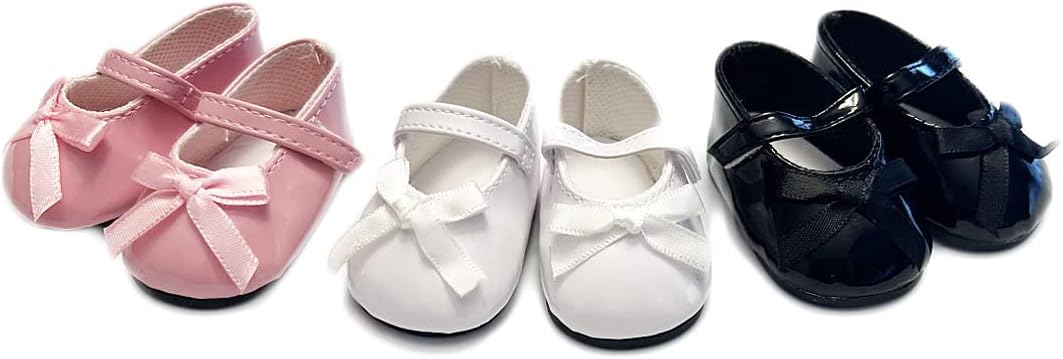 3 Pairs of Doll Shoes-Mary Janes- Fits 18 Inch Kennedy and Friends Girl Dolls