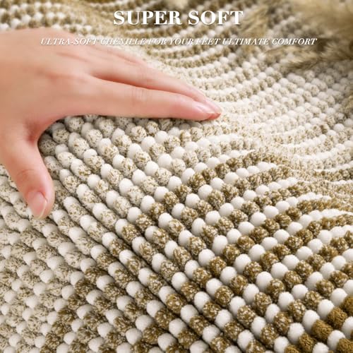 BSICPRO Bathroom Rugs and Mats Sets, 2 Piece Thick Absorbent Chenille Non Slip, Soft Shaggy Bath Room Floor Mats for Bathroom, Machine Washable (Petrified Oak, 20" x 32" Plus 16" x 24")