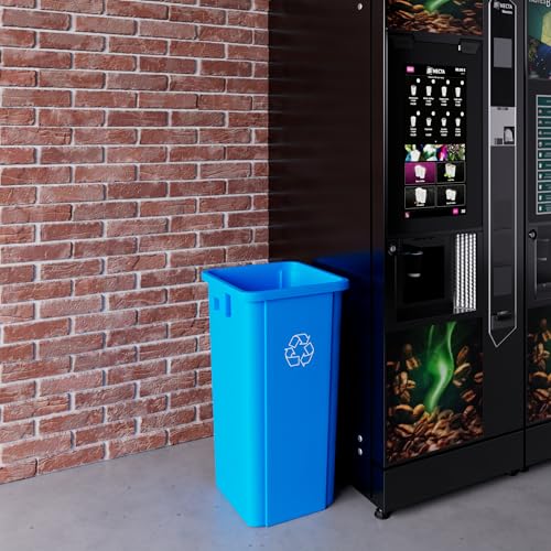 Image of 23 Gallon Blue Square Commercial Trash Garbage Can | Outdoor Office Restaurant School Kitchen
