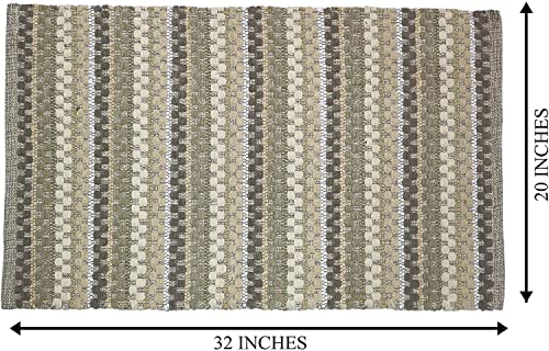 Image of THE HOME TALK Handmade Cotton Door Mat | Water-Absorbent | for Bathroom, Entrance Door, Kitchen, Entry Gate, Living Room | Machine Washable | Anti-Skid | 20 x 32 Inch | Beige