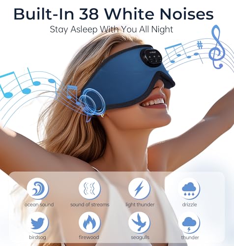 Image of LC-dolida 5.4 Bluetooth Sleep Mask with White Noise,Sleep Headphones,Bluetooth Wireless Music Eye Mask, Ideal for Travel, Night Work, Side Sleeping and Office Use for Both Men and Women(Dusty Cyan)