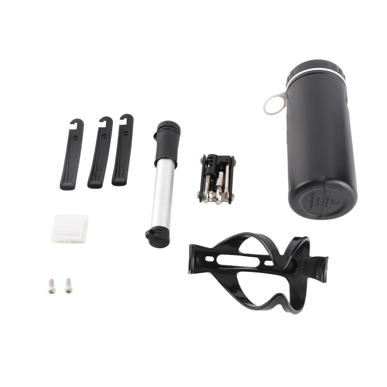 HUIOP 14 in 1 Repair Set with Mini Pump, 750ml Bike Tool Storage Bottle Case