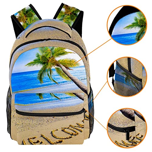 Mochila informal unisex escolar y de playa con palmeras para adolescentes y niños 3