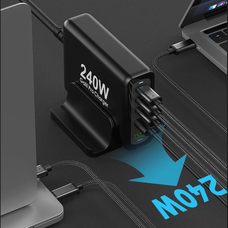 Tobetravel 240W USB C Charger, GaN Tech 5-Ports PD 100W PPS45W QC3.0 30W Super Fast Charging Station for MacBook Pro iPad iPhone 15 14 Samsung S23 S22 Pixel and More - image 2