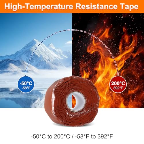 Image of uxcell Self Fusing Silicone Tape, 2 inch x 10ft Waterproof Water Leak Sealing Tape for Plumbing Pipe Hose Repair Handles, Red (1mm Thick)