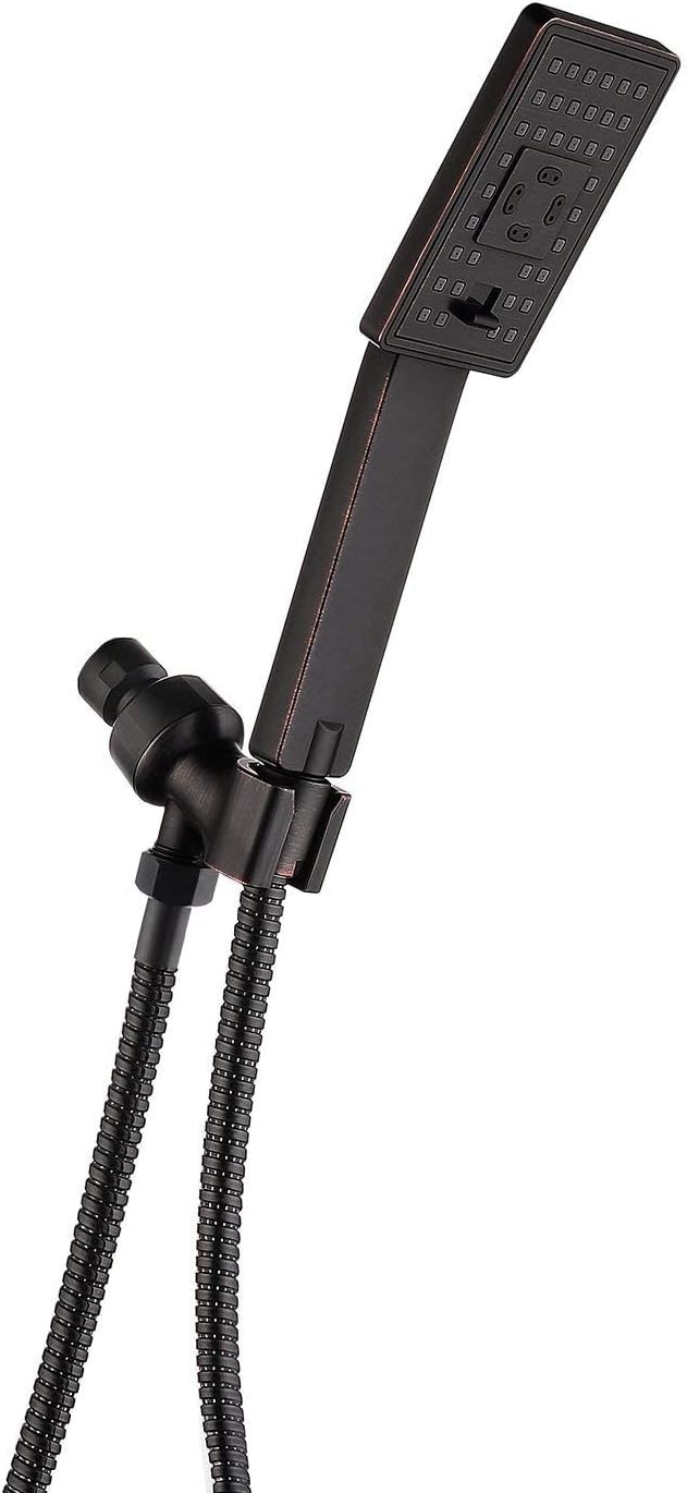 BRIGHT SHOWERS High Pressure Square Design Handheld Shower Head and Matching 10 Inch Universal Shower Extension Arm and 6 Inch Brass Shower Pipe Arm