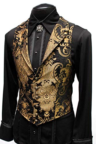 Shrine Men's Victorian Gothic Formal Aristocrat Vest Gold Black Tapestry3