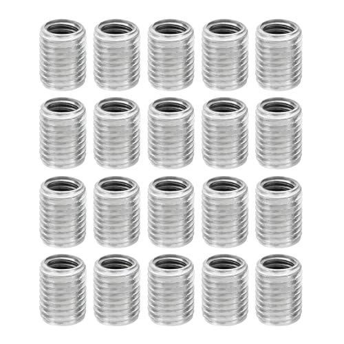PATIKIL M8xM6x10mm Metal Threaded Repair Insert Nut, 20Pcs Male to Female Fine Thread Sleeve Inserts Reducing Nut Adapter Reducer Screw Sleeves, White Zinc