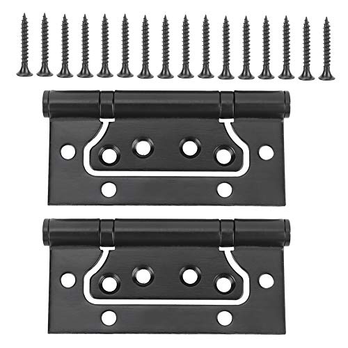 Stainless Steel Concealed Butt Hinge Black Hardware Cabinet Accessory Door Furniture 2Pcs