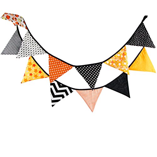 Infei 3.2M/10.5Ft Halloween Fabric Flags Bunting Banner Garlands For Wedding, Birthday Party, Outdoor & Home Decoration (Halloween) #TOP9