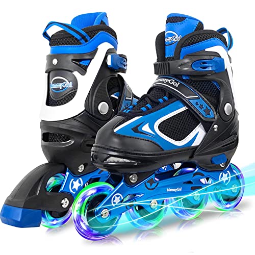 MammyGol Adjustable Boys Inline Skates for Kids with Light up Wheels,Flashing Beginner Roller Skates...