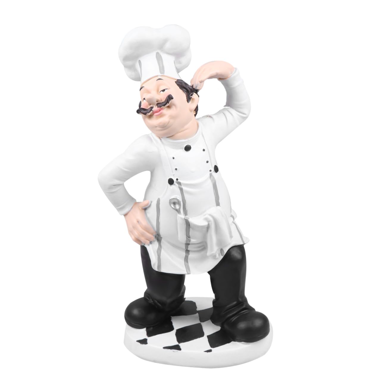 GLEAVI Statuetta Chef in Resina Bianca Design Classico Portatile e Resistente Decorazione da Tavolo per Casa e Arredamento Desktop