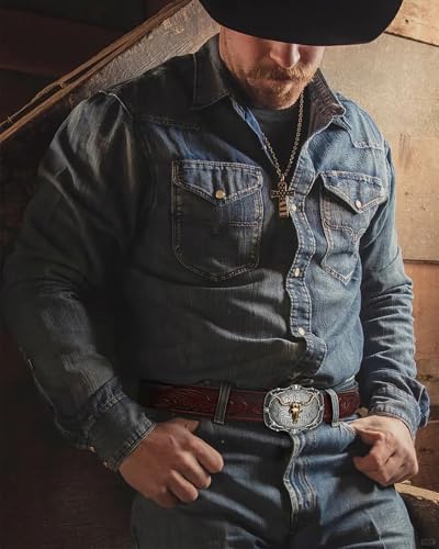 Mens Ratchet Western Belt Leather Cowboy Belts for Men with Automatic Western Buckle Belt for Jeans Christmas Gifts4