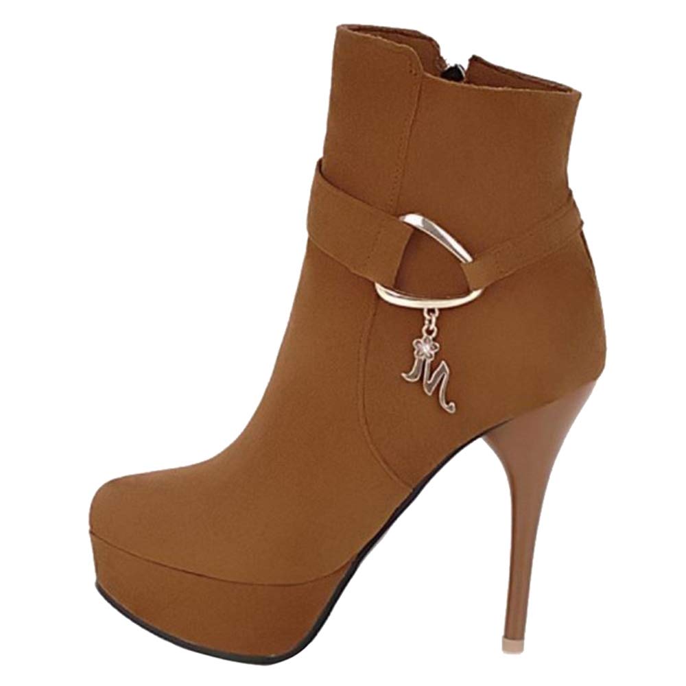 Onewus Botas de tacón alto de caña corta para mujer