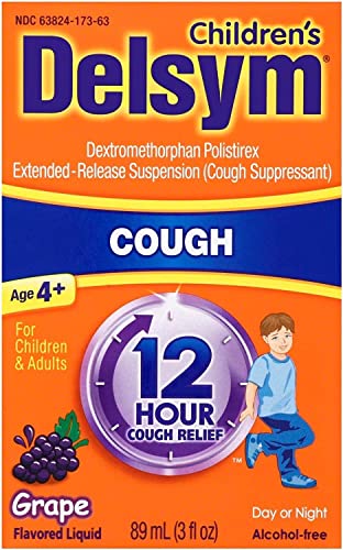Delsym Children's 12 Hr Cough Relief Liquid, Grape, 3 oz (Pack of 2)