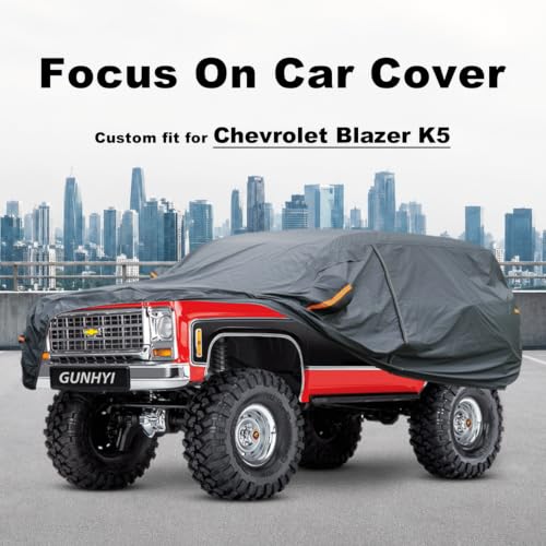 Image of GUNHYI Premium Car Cover Custom Fit Chevrolet Blazer K5, 16 Layers Heavy Duty Car Cover Waterproof All Weather with Zipper Door for Sun Rain Snow Dust Uv Protection