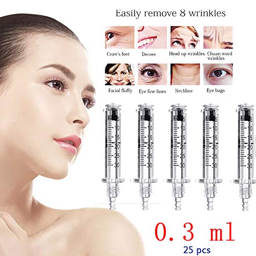 Preisvergleich Produktbild Clicke Hyaluronsäure Stift,25 Stück Sterile Hyaluron Pen Nadelfreie Hyaluronsäure-Ampullen Hyaluronpen 0,3 ml Ampullenköpfe