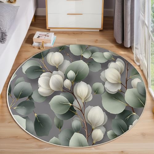 Descente de lit antidérapant et tapis rond 160cm lavable - 5