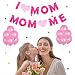Mothers Day Decorations (2 Banners and 20 Pink Balloons) - Perfect Mothers Day Gifts - Best Mom Ever Decorations Mother's Birthday Party Photo Backdrop Prop