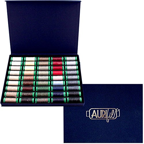 Kit de hilos Aurifil Best Selection Box, 45 bobinas pequeñas de hilo de algodón 40wt, 164 yardas cada una