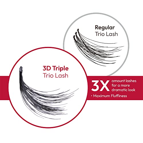 Ienvy False Eyelashes Triple Black 3D Individual Trio Lashes 3X Volume Reusable Eyelash Clusters (Long) #TOP5
