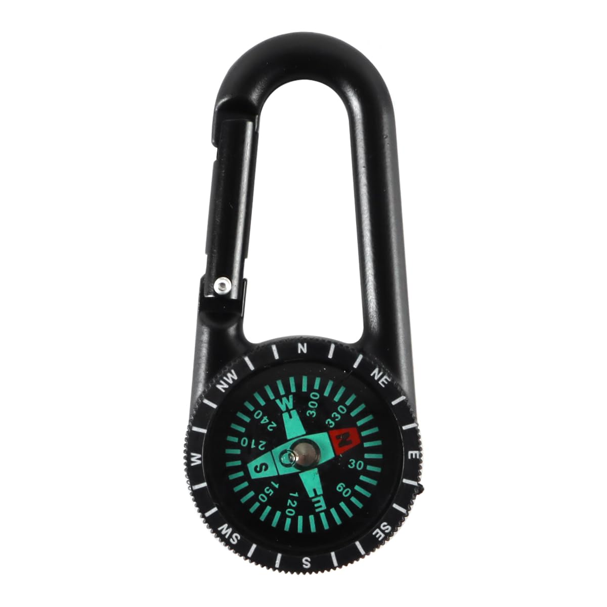 Alide Metal Compass with Carabiner & Keyring - Portable Multifunctional Pendant for Camping, Hiking, Travel