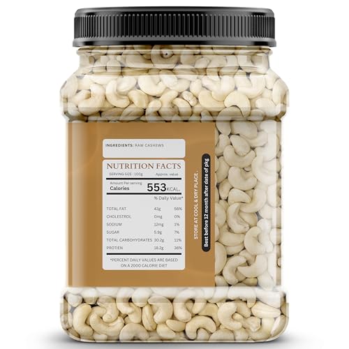 Image of Happy Harvest 100% Natural&Crunchy Premium Whole Cashews Nutritious&Delicious Nuts, Premium Kaju Nuts|Gluten Free|Source Of Minerals&Vitamins|Dry Fruits (Jar Pack) (Packing May Differ) (250gm)