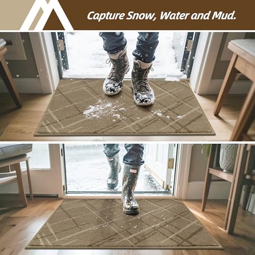 COSY HOMEER Front Door Mat Low Profile Non-Slip Doormat for Entryway, Absorbent Dirt Trapper Washable Entrance Mat, Sturdy Polyester Doormats (60"x36", Beige) — view 2