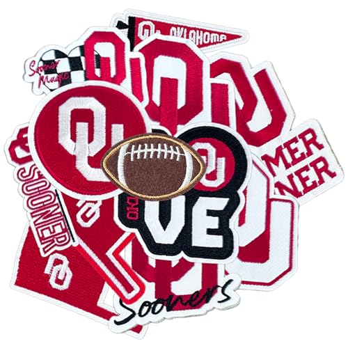 12PCS Oklahoma Iron On Patches,Embroidered Applique Football for Jeans, T-Shirts,