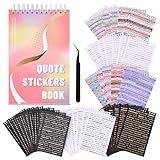 3000+ Pcs Word Stickers for Journaling, 50 Sheets Quote Sticker Gold Foil Art Scrapbook Stickers for Junk Journal, Inspiring Positive Small Talk Scrapbooking Supplies DIY Gift for Women Teen Girls