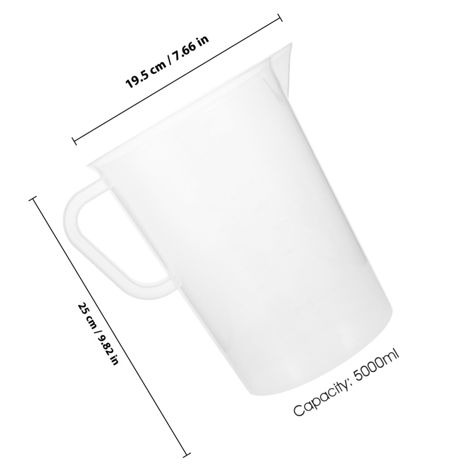 Gatuida Brocca Graduata 5000ml in Plastica Trasparente Manico, Misurino da Cucina Durevole e Resistente al Calore, Tazza Misuratrice Multifunzionale per Uso Domestico e Professionale