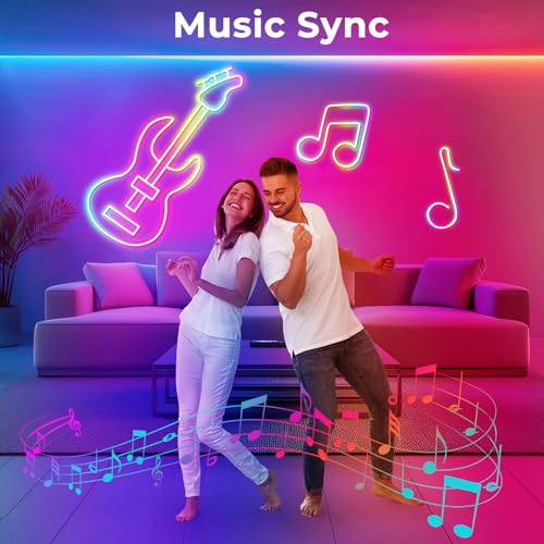 5m RGB IC Neon Strips, 5V USB Flexible Neon Rope with Smart App and Remote, Dynamic Color, Segmented Color, Addressable LED Strip for Backlight of Bedroom, Living Room, Gaming - Image 6