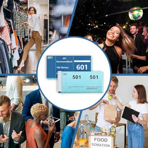 Fichas de guardarropa azul sueltas con numeración correlativa para control de sorteos 7