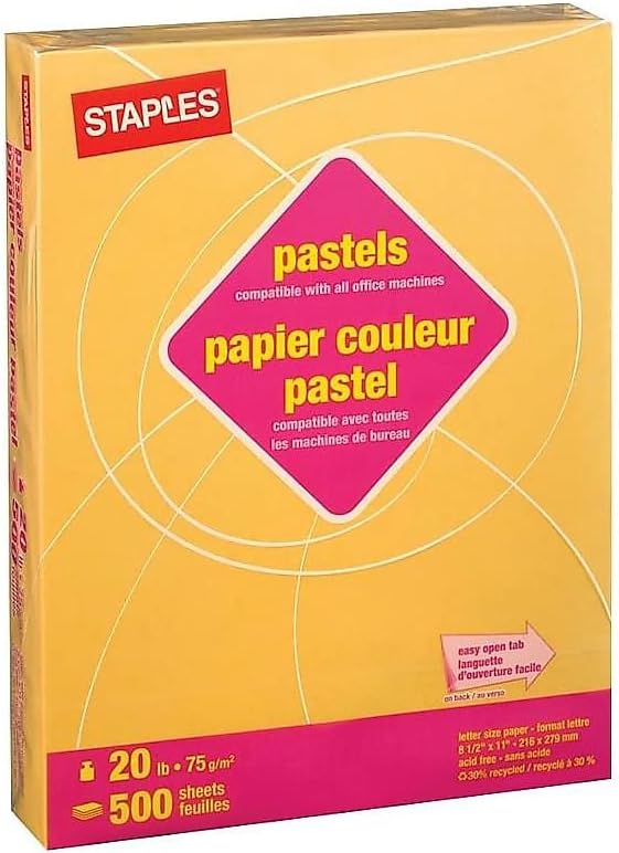 Staples 490948 Pastel Colored Copy Paper 8 1/2-Inch X 11-Inch Canary 500/Ream (14787) : Multipurpose Paper : Office Products