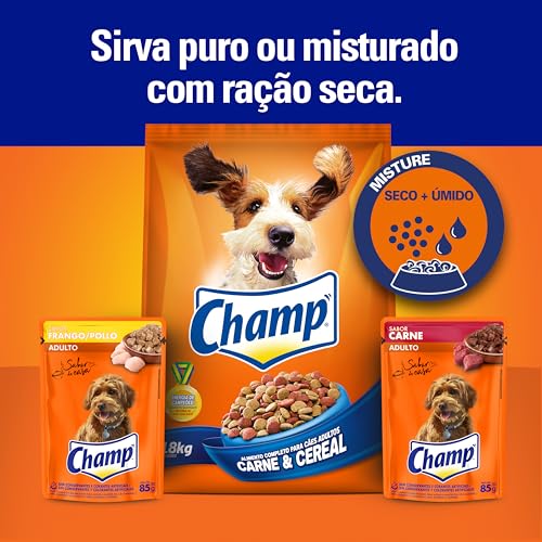 Pack Ração Úmida Champ Sachê Cães Adultos Sabor Caseiro Frango 85g - 40 unidades