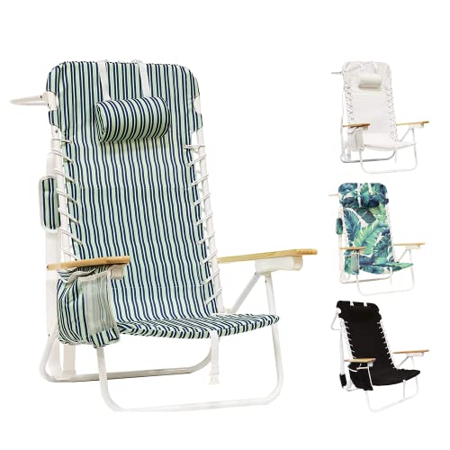 South Bay Beach Life - Premium Beach Chair - Custom, XL Rust-Proof Aluminum Frame Chairs with Insulated Coolers - Portable Carry Strap - 4 Position Full Recline