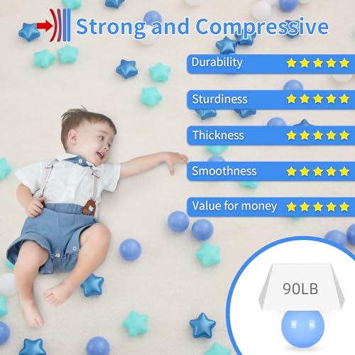 STARBOLO Ball Pit Balls for Ball Pits - 200 Pcs Blue Star and Round Balls Crush Proof Plastic Children's Toy Balls Stars for Birthday Party Pool Indoor Outdoor