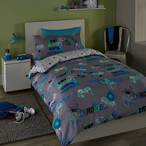 Bedlam Game Glow Grey Duvet Cover, Single Size 200x140cm, Reversible, Glow-in-the-Dark, Gamer Bedding Set, Soft Material - Image 2