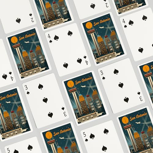 Naipes Poker San Antonio Texas Retro Skyline 52 Cartas miniatura 4