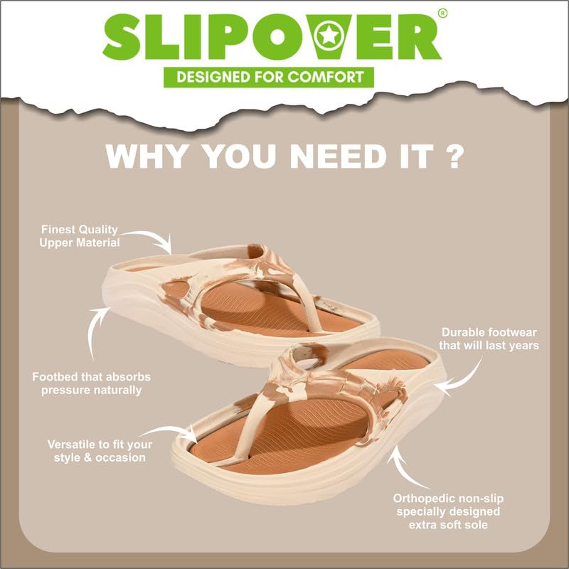 Image of SLIPOVER Flip Flops for Man Doctor Soft | Orthopedic Comfort | Lightweight & Durable | Non-Slip Sole | Ultra Soft Slippers | Stylish & Modern Look Slippers for Men