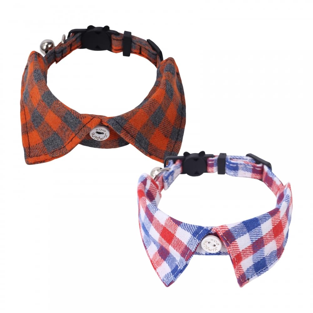 DONGKER 2 PCS Cat Bow Tie,Adjustable Cat Breakaway Collar with Buckle & Bell for Cat Kitten Gatherings Parties Weddings Halloween Christmas